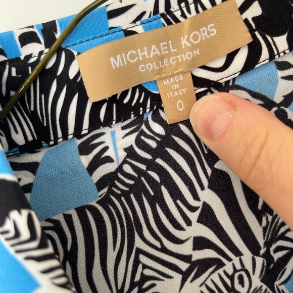 FLASH ⚡️⚡️⚡️ SALE!!! Michael Kors Zebra 100% Silk Button-Up Blouse! NEW! Sz 0 - Picture 6 of 7